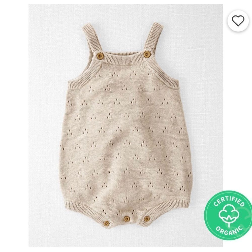 Carter's Organic Little Planet Baby Pointelle Cream Color Bubble Romper Size 18m